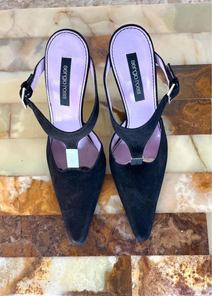 Black suede high-heel pumps Sergio Rossi