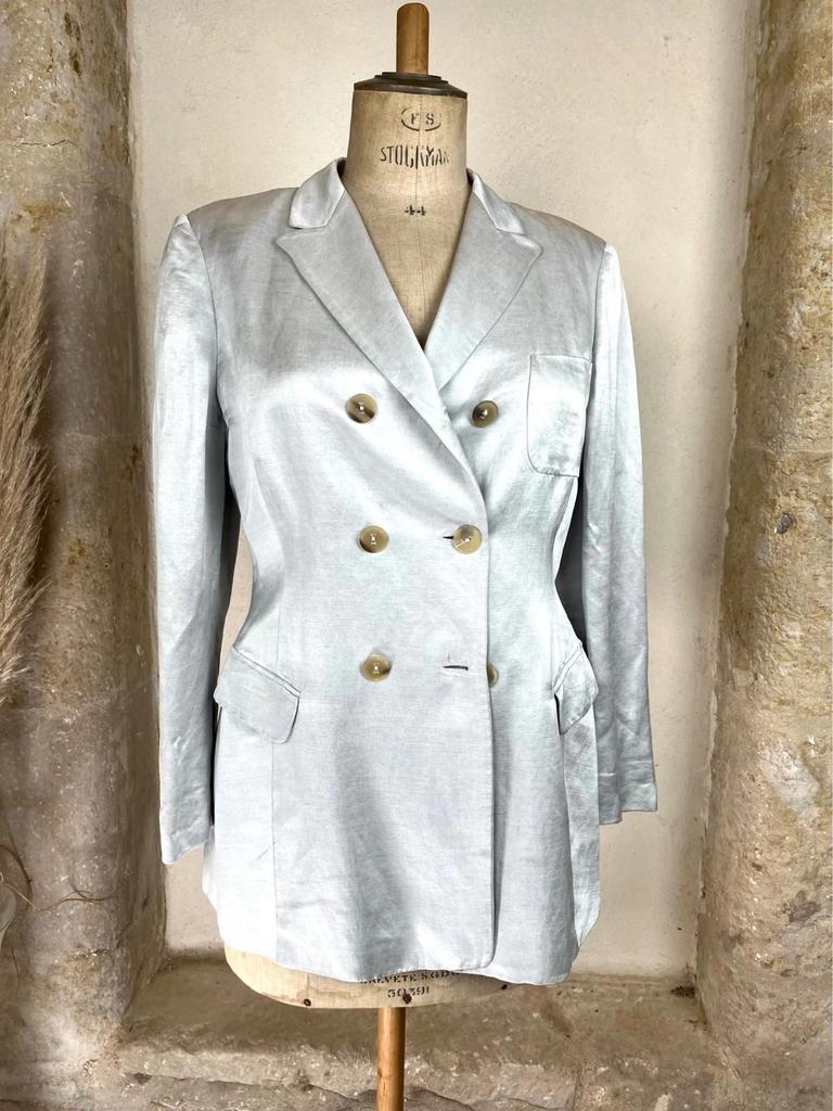 Blazer argenté en soie Jil Sander