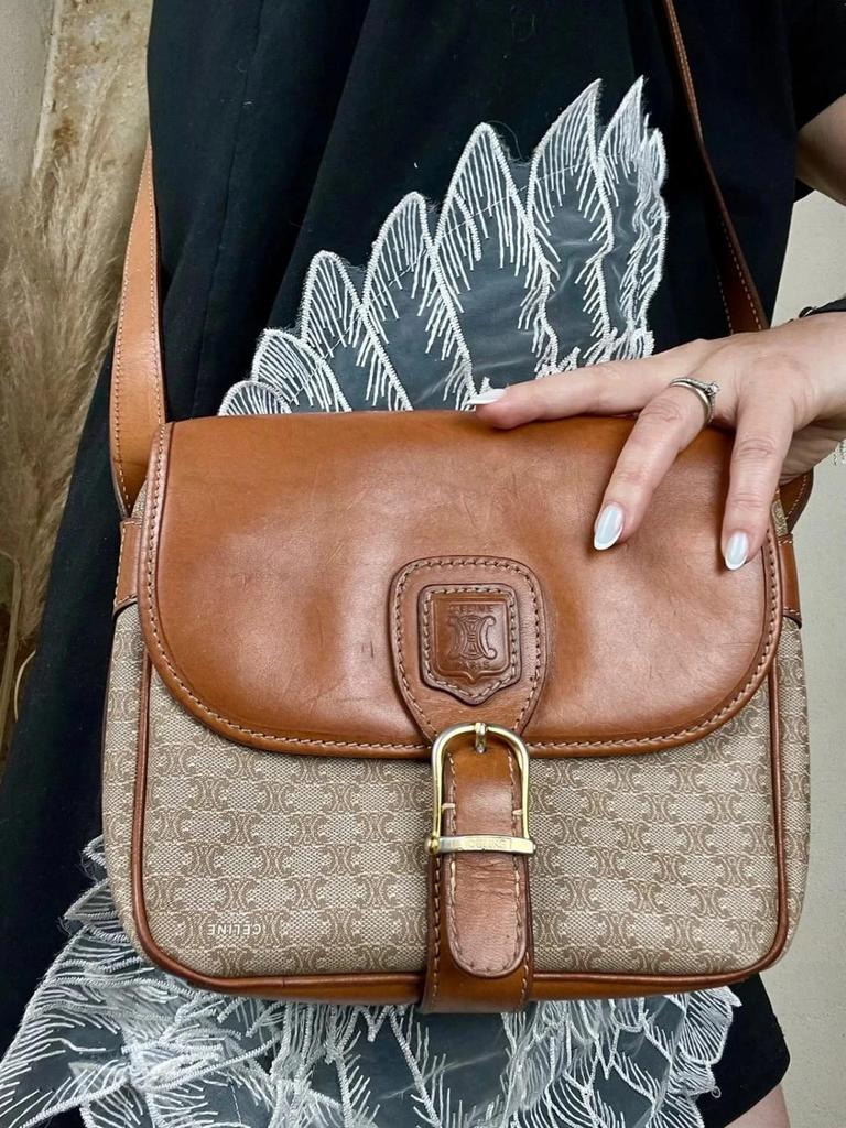 Sac vintage Céline en toile Macadam et cuir