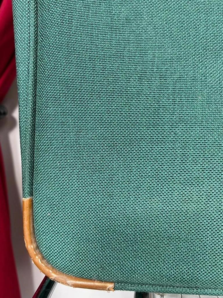 Vintage green Lancel travel bag in fabric and leather