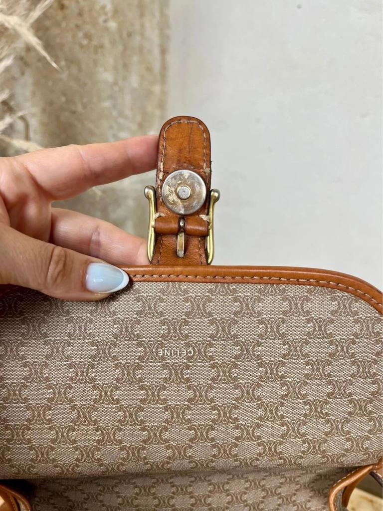 Sac vintage Céline en toile Macadam et cuir
