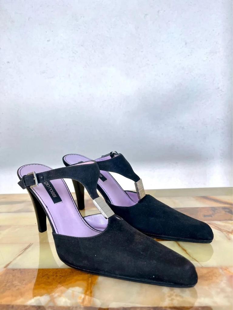 Black suede high-heel pumps Sergio Rossi