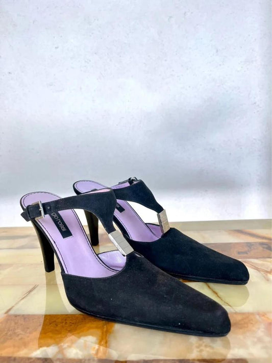 Black suede high-heel pumps Sergio Rossi
