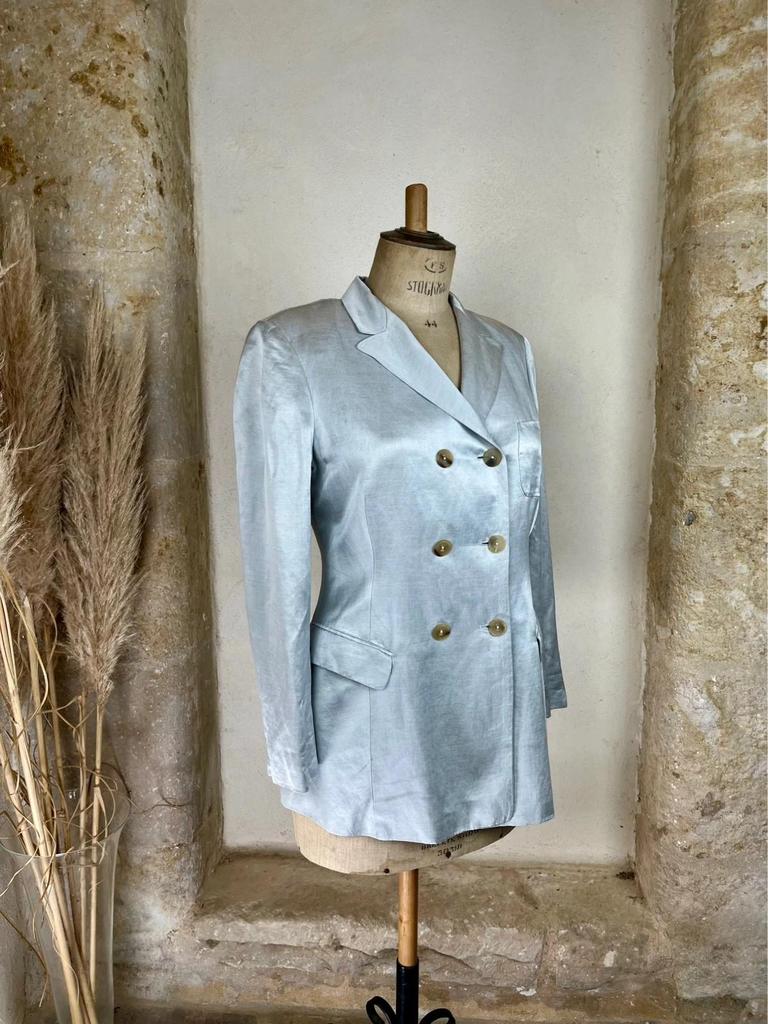 Blazer argenté en soie Jil Sander