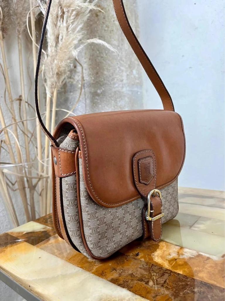 Sac vintage Céline en toile Macadam et cuir