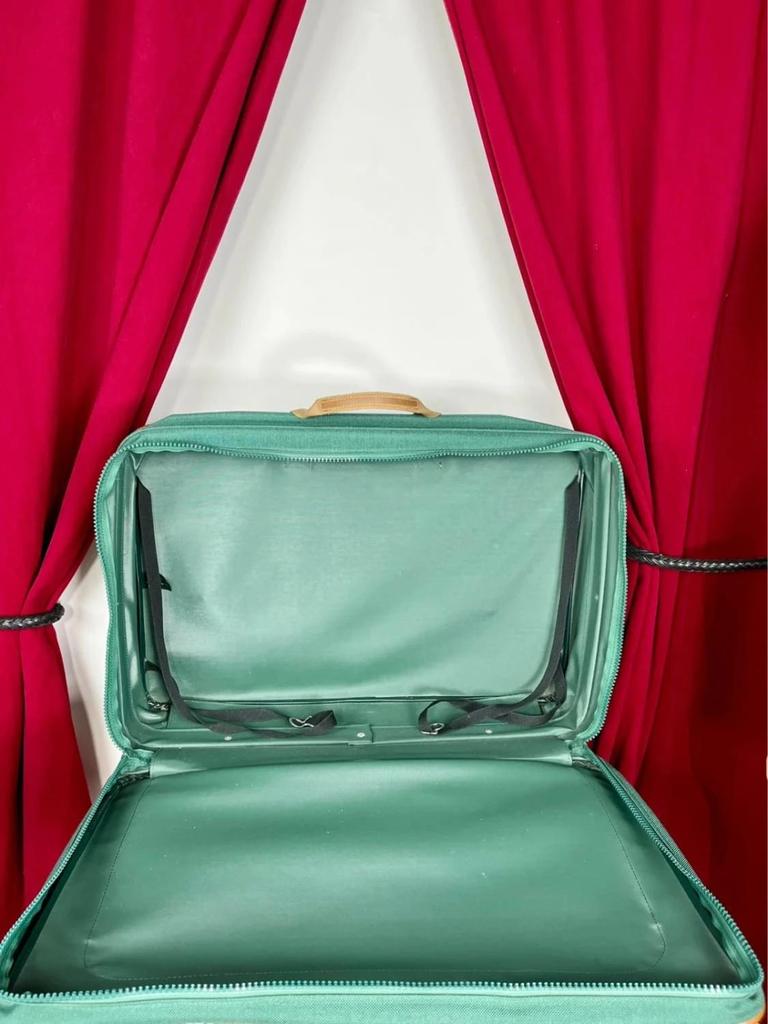 Vintage green Lancel travel bag in fabric and leather