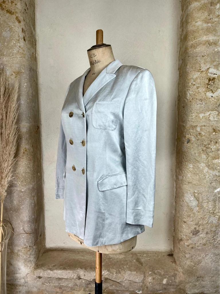 Blazer argenté en soie Jil Sander