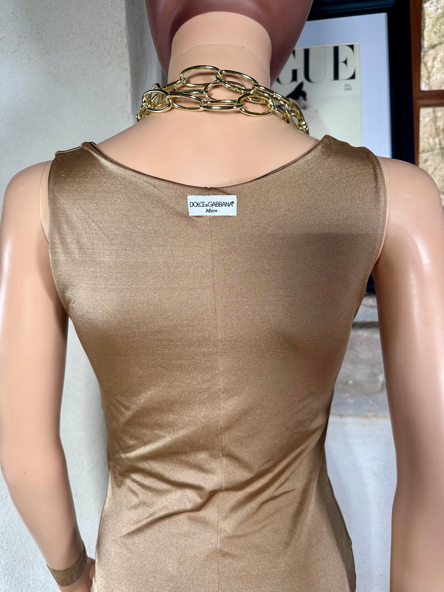 Dolce & Gabbana Mare Reversible Stretch Beach Dress Bronze/Gold