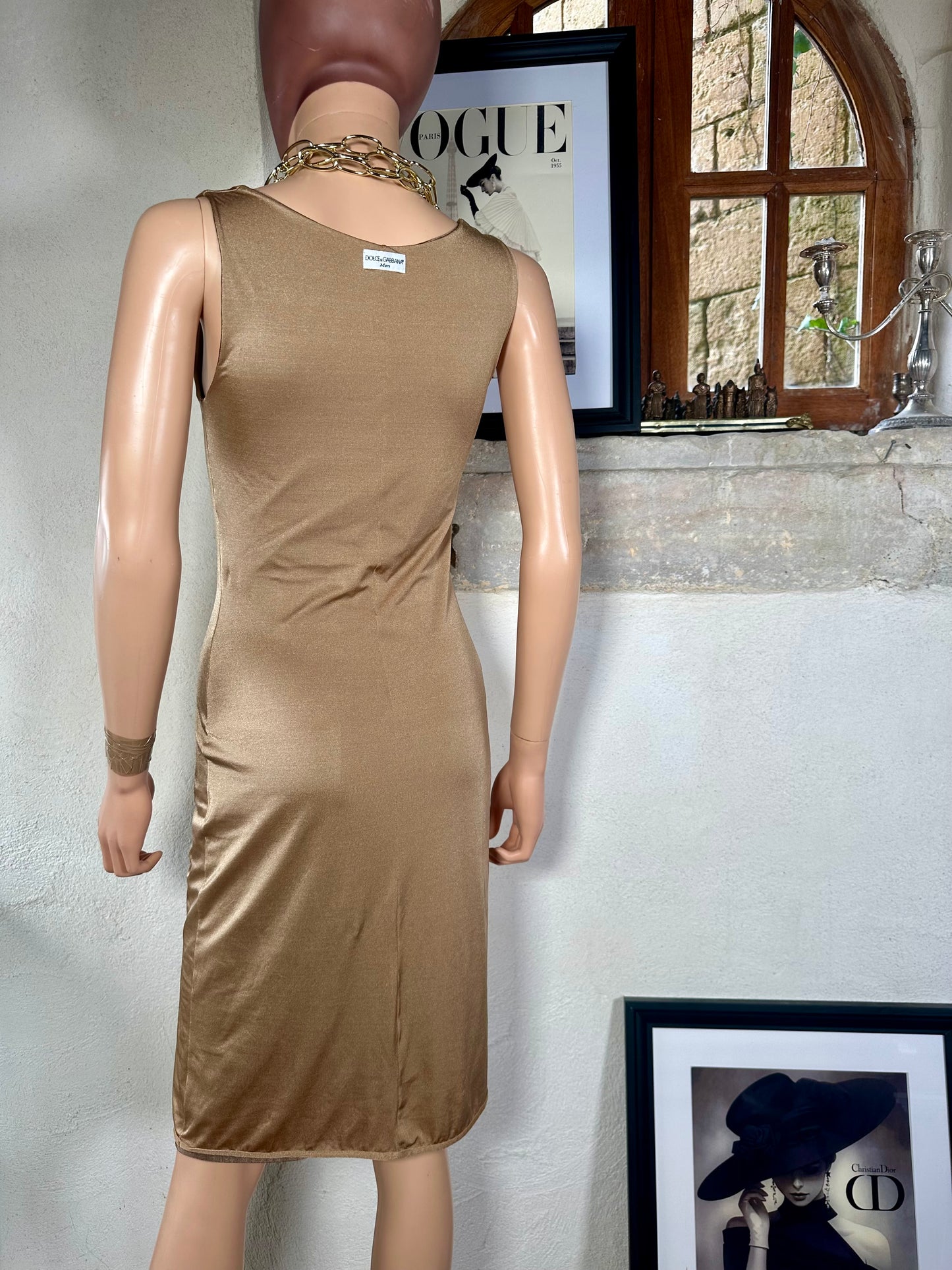 Dolce & Gabbana Mare Reversible Stretch Beach Dress Bronze/Gold