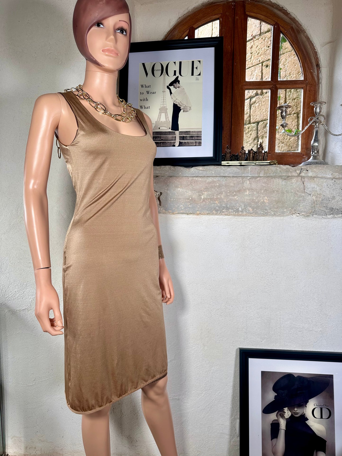 Dolce & Gabbana Mare Reversible Stretch Beach Dress Bronze/Gold