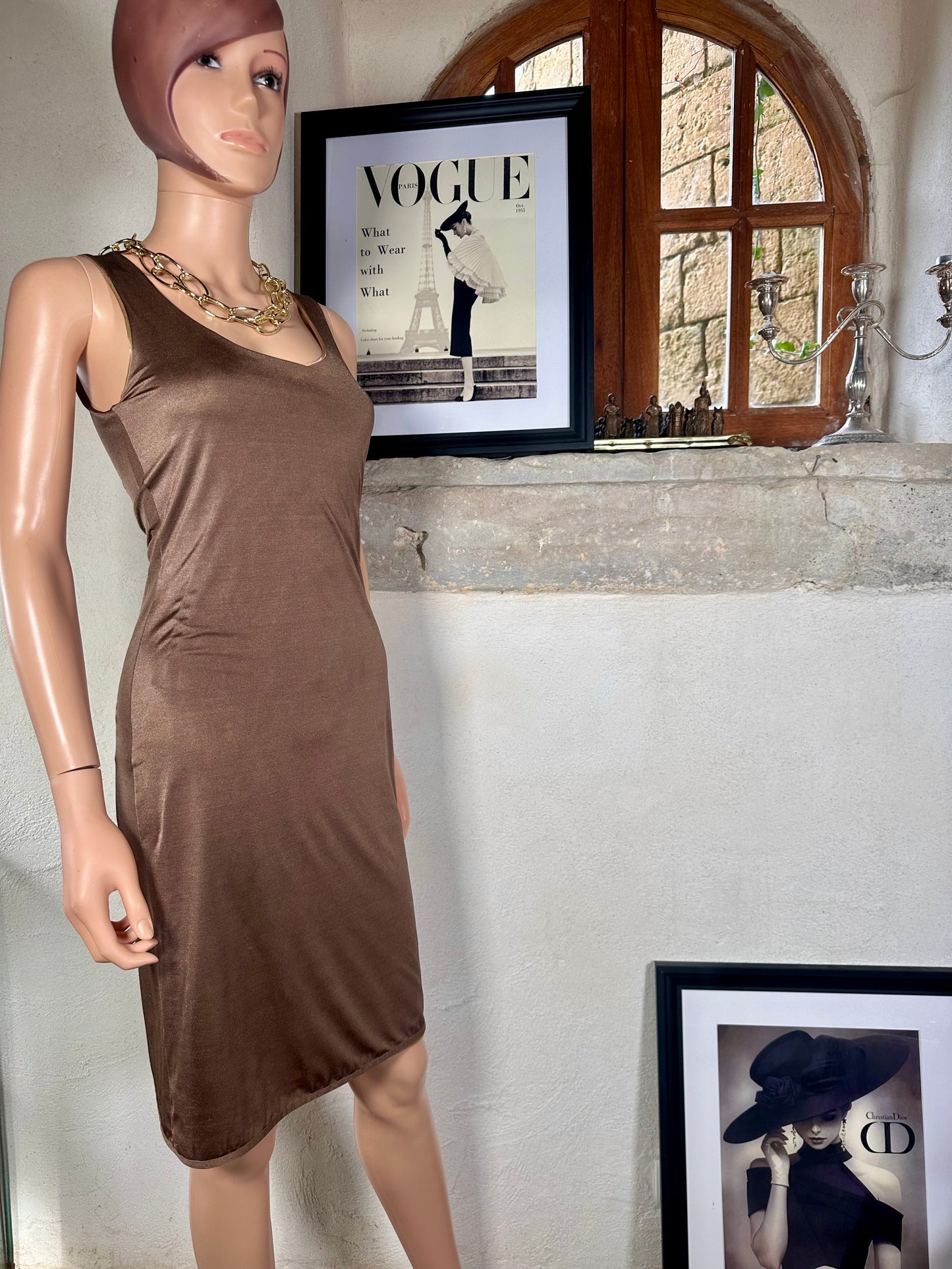 Dolce & Gabbana Mare Reversible Stretch Beach Dress Bronze/Gold