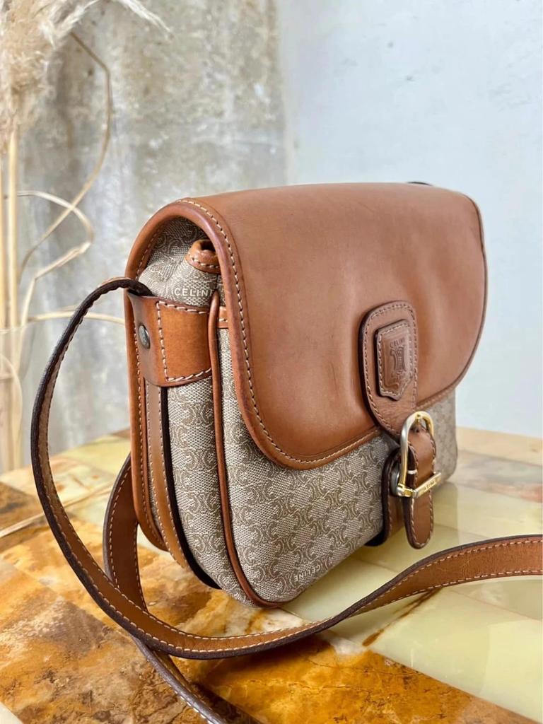 Sac vintage Céline en toile Macadam et cuir