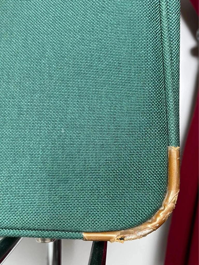 Vintage green Lancel travel bag in fabric and leather