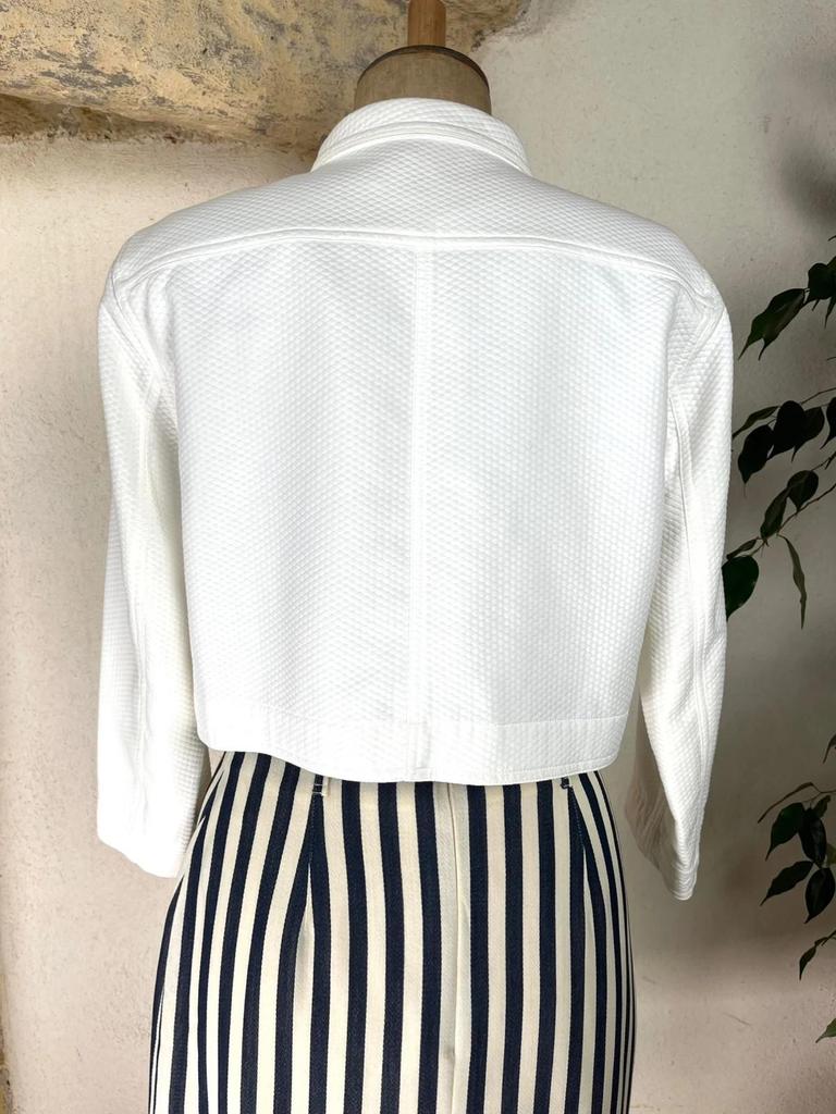 Veste Courrèges blanche à fermeture éclair rouge