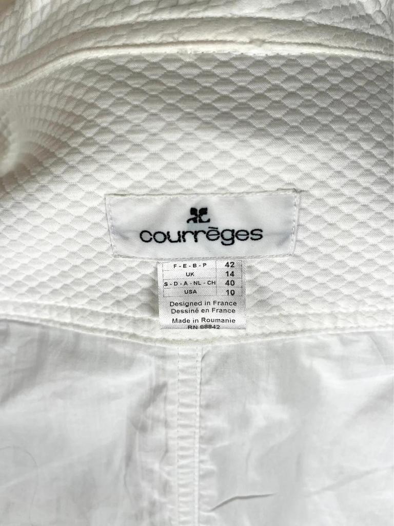 Veste Courrèges blanche à fermeture éclair rouge
