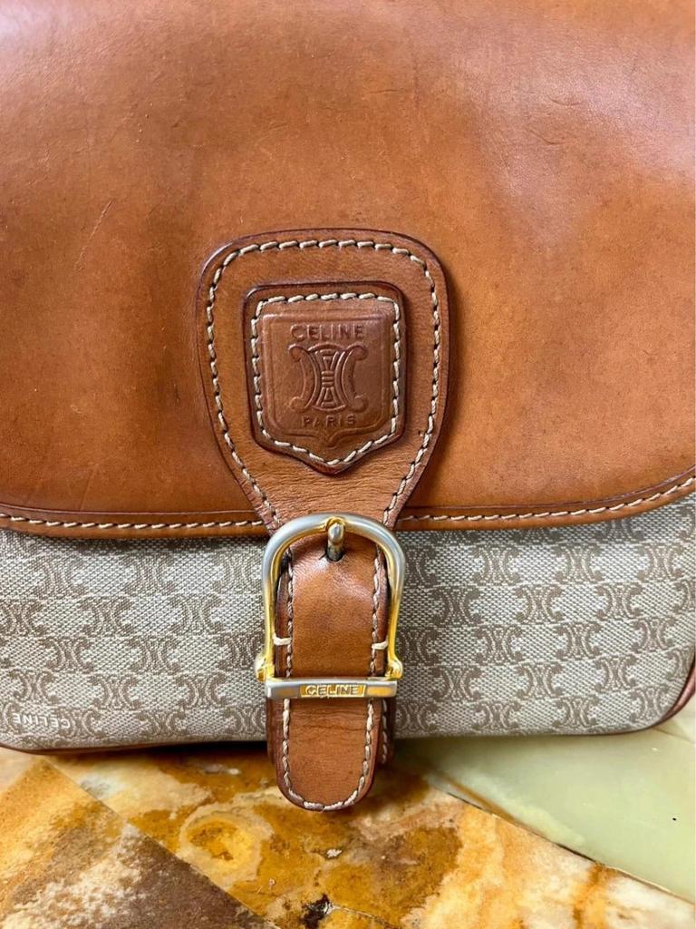 Sac vintage Céline en toile Macadam et cuir