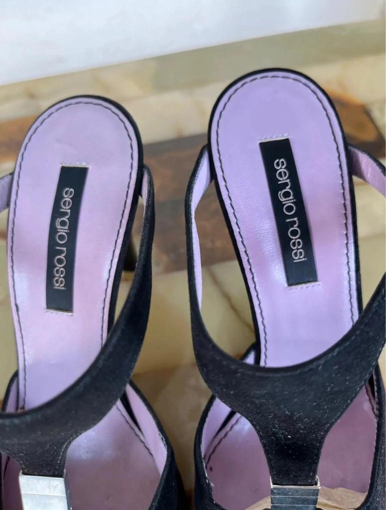 Black suede high-heel pumps Sergio Rossi