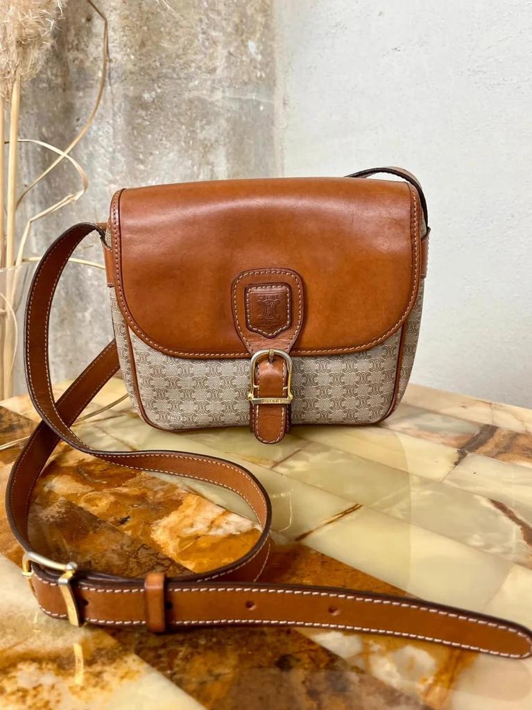 Sac vintage Céline en toile Macadam et cuir
