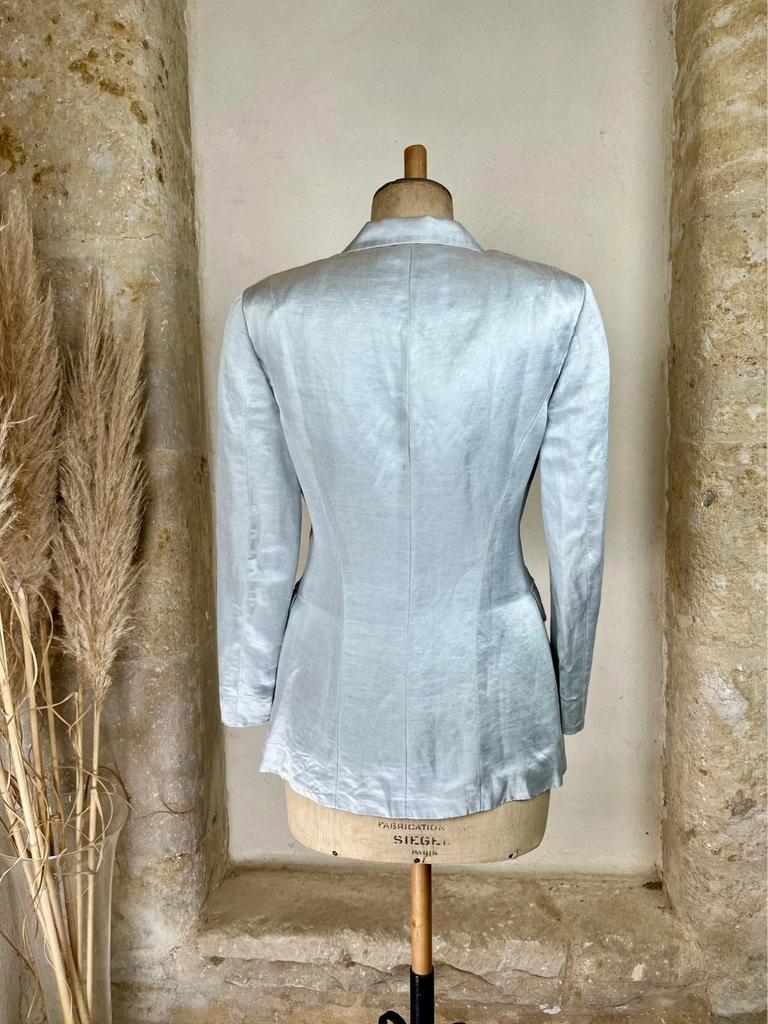 Blazer argenté en soie Jil Sander